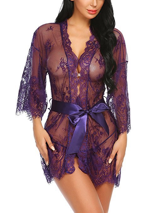 Eve-Women Sexy Baby Doll Lace Lingerie Robe