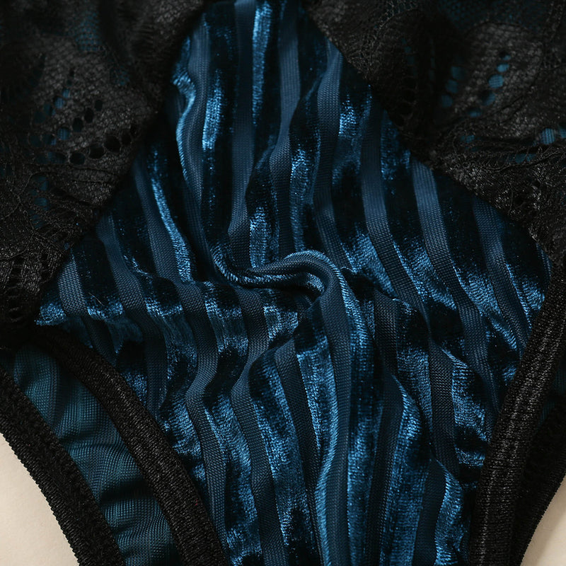 Eve-black and blue Lace underwear pantie & bra