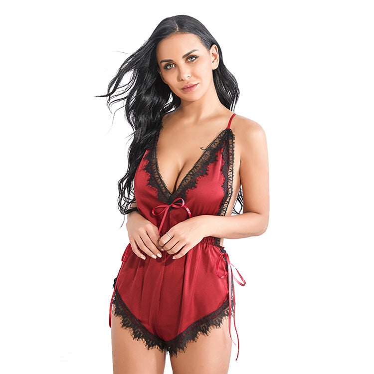 Rachelle- sexy lingerie red lace & satin