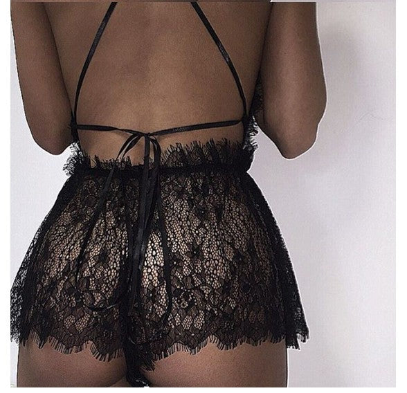 Eve- Black lace Jumpsuit Short