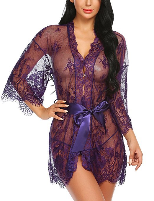 Eve-Women Sexy Baby Doll Lace Lingerie Robe