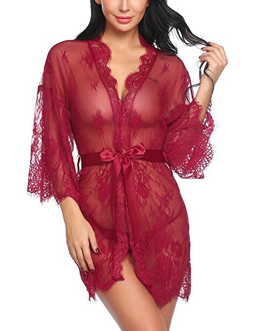 Eve-Women Sexy Baby Doll Lace Lingerie Robe